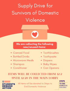 SDA Holds Supply Drive for Survivors of Domestic Violence