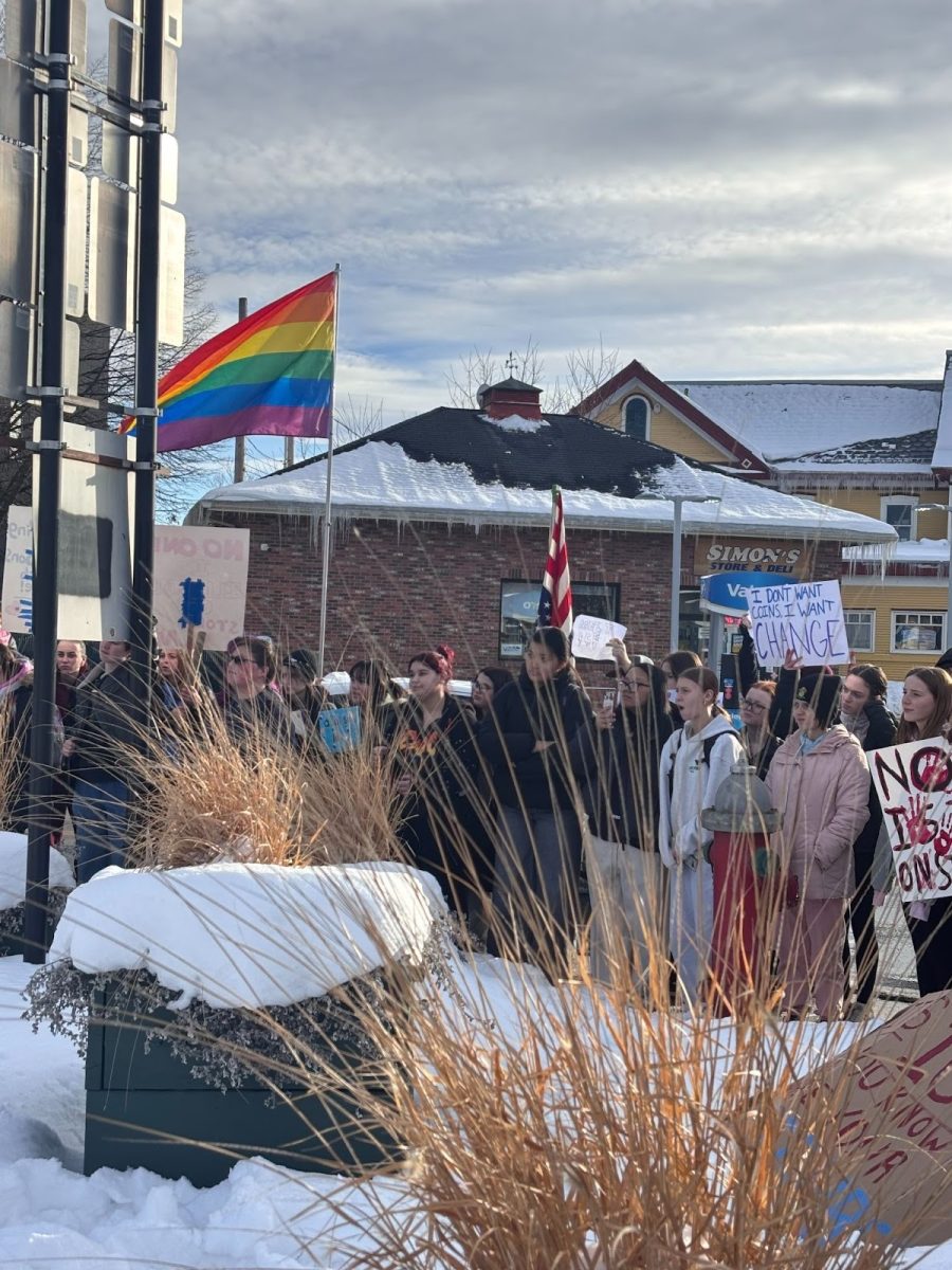 Crowd of students listening to speeches 