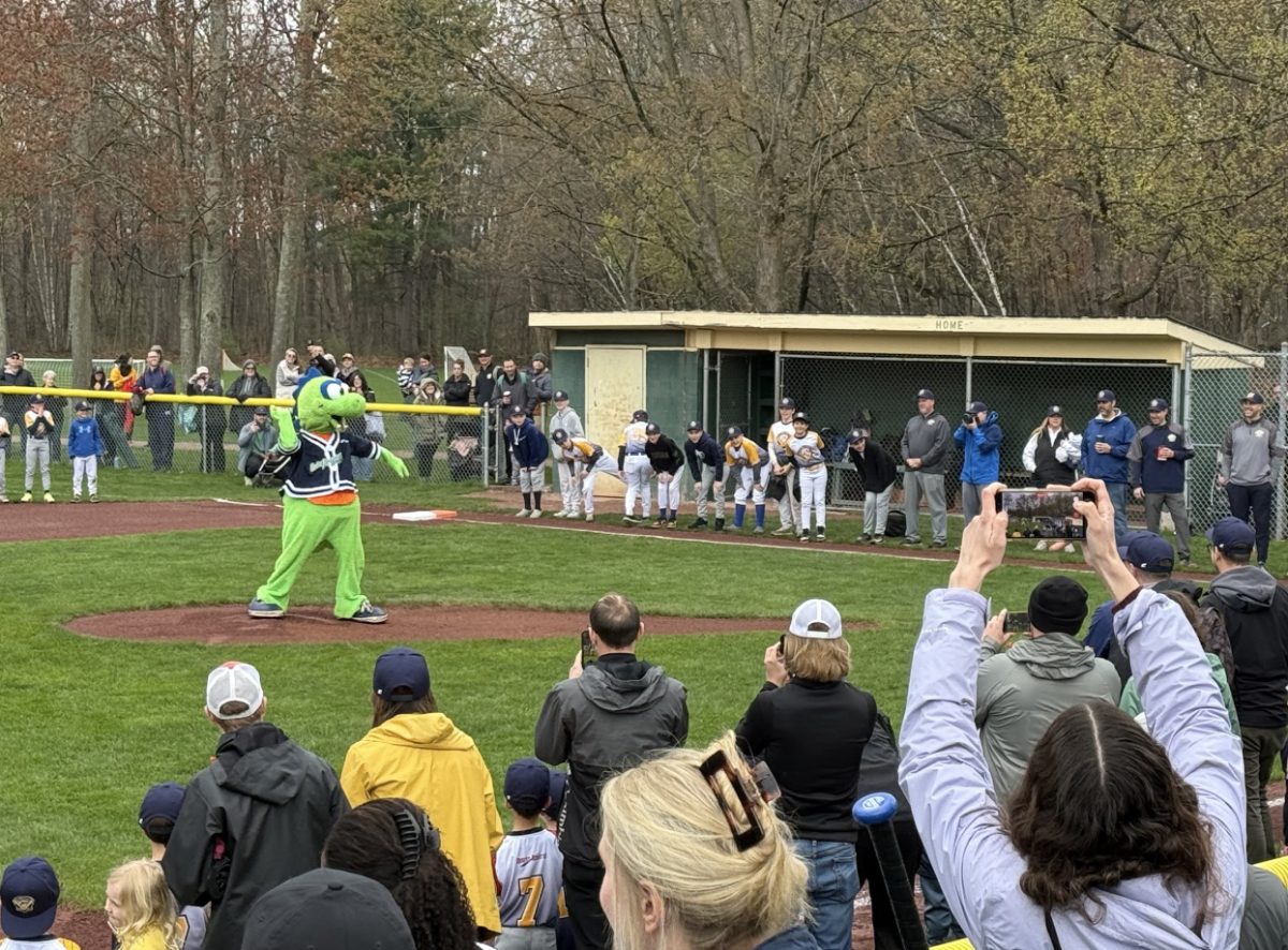 In honor of Opening Day, Champ, the Lake Monsters mascot, threw the first pitch.
