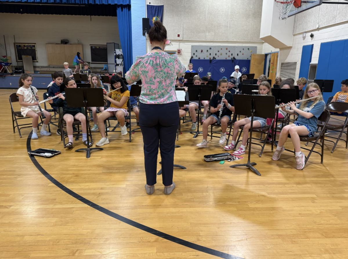 First-year band students getting ready for practice on a Wednesday morning with Ms. Hurley
